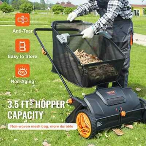 Lawn Sweeper with Adjustable Height, Large Hopper Bag, Easy Storage - 21" Width - Picture 1 of 8