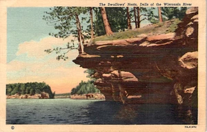 Wisconsin Dells • Schwalbennest ~ Wisconsin River • Leinen verschickt 1949 Teich - Bild 1 von 2