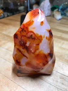 Piedra preciosa mineral de cristal de cornalina pequeña llama pulida geoda espécimen 595 - Imagen 1 de 12