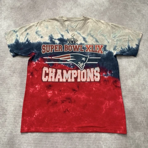 Vintage 2015 Super Bowl 49 New England Patriots Shirt Size M Tie Dye NFL Cover