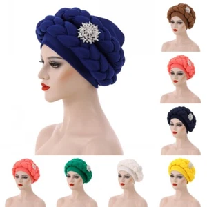 Muslim Women Hat Pleated Turban Cap Hijab Nigerian Auto Gele Headtie Head Wrap - Picture 1 of 23