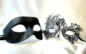 Black Swan Couple Masquerade Mask Costume Steampunk School Prom Wedding Bridal - Picture 1 of 4