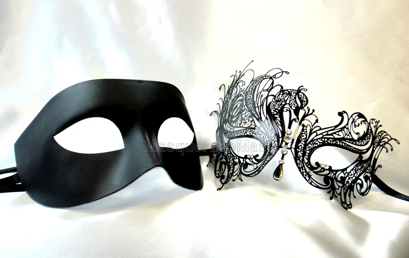 Black Swan Couple Masquerade Mask Costume Steampunk School Prom Wedding Bridal - Image 1 of 1