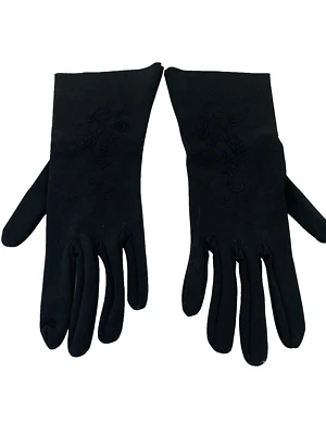 Guantes Vintage Negros Doble Tejido Algodón A Medida Bordados Largos Talla Única Foto 1 de 4