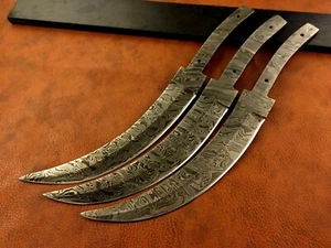 Menge 3 handgefertigte Damaststahl gebogenes Messer leere Klinge gefegt-b13 - Bild 1 von 5