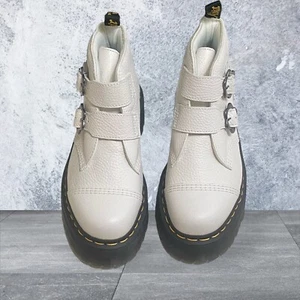 Dr. Martens Devon Corazón Cuero Plataformas Mujer 10 Blancas NUEVAS - Imagen 1 de 5