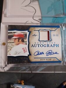 2020 Leaf Pete Rose Game Used Jersey & Autograph 26/30 Blue Parallel 