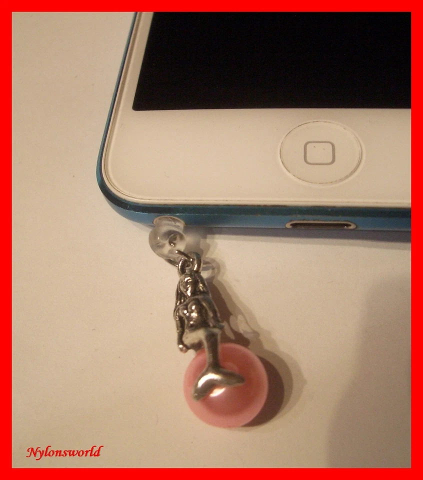 Edler Handy Staubschutz Stöpsel Stecker Meerjungfrau Nixe mit Perle NEU (c879) - Bild 1 von 1
