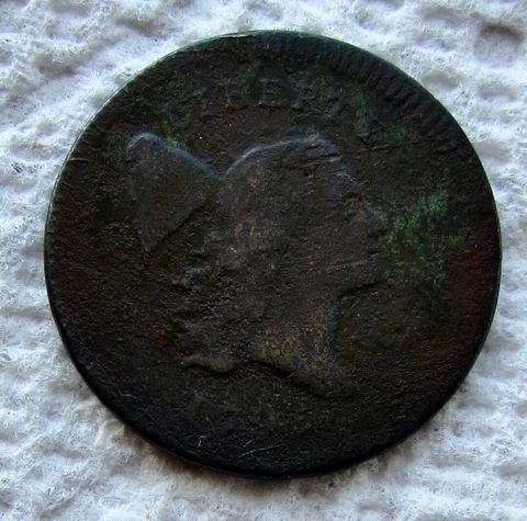 1795 1/2C BN Liberty Cap Half Cent Rare Key Date Plain Edge Fine Detail Corroded Cover