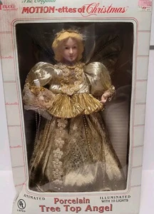 VTG Telco MOTION-ettes  Animated Christmas PORCELAIN Light Up Angel Tree-Top - Picture 1 of 3