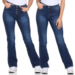 Karostar Jeans Damen Hüfthose Baggy Pants Chino lange HoseBoyfriend Denim Schlag - Imagen 1 de 12