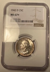 1942-D Washington Quarter NGC MS67 + Light Toning - Bild 1 von 4
