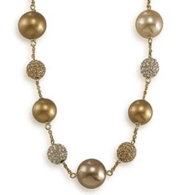 $125  Carolee Gold  Tone pearl & fireball station  38"  necklace F3-2 - Image 1 of 4