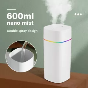 600ML ULTRASONIC ROOM HUMIDIFIER DIFFUSER ESSENTIAL OILS AROMAS LIGHTS LE - Picture 1 of 7