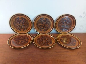 Arklow Pottery Ireland 1970s Tree of Life , Brown Plates X6, 23cms DIAMETER - Picture 1 of 11