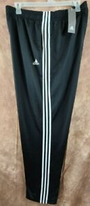 4XLT Adidas Essentials Tricot Men's Sport Pants Big & Tall Black W/White Stripes