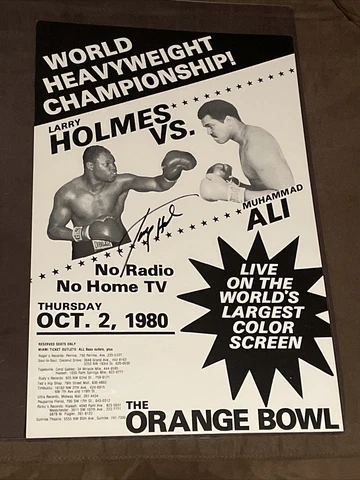 1980 Larry Holmes Vs. Muhammad Ali Signed Boxing Poster Rare Original GTP ALL Cover