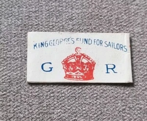 Original WW1 Flag Day Charity Pin Badge - King George's Fund For Sailors - Foto 1 di 2