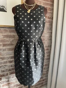 J. Crew Black Metallic Silver Polka Dot Sleeveless Dress Back Zip Size 2 - Picture 1 of 8
