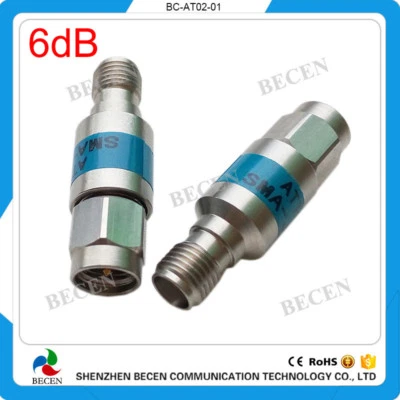 BECEN rf Coaxial 2W SMA 6dB Attenuator Plug male to Jack female 2Watt DC-6Ghz 50ohm