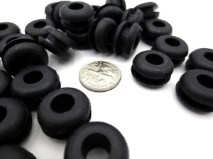 Rubber Grommet Bushing - Fits 7/16" Round Hole, 1/8" Thick Panel, Has 1/4" ID - Picture 1 of 12