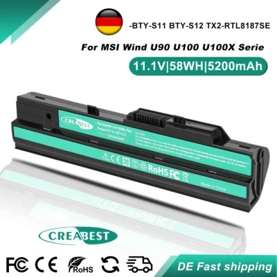 5200mAh BTY-S11 BTY-S12 Akku Für MSI Wind U90 U100 U200 LG X110 Advent 4211 4212 - Bild 1 von 4