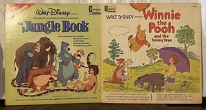 Vintage Lot of 2 Walt Disney Vinyl LPs + Read Along Books (Pooh/Jungle Book) VG+ - Bild 1 von 17
