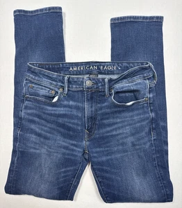 Pantalones de mezclilla American Eagle ajustados para hombre 30x34 Airflex + azul desgastado elástico oscuro - Imagen 1 de 9