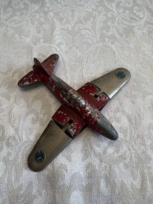 Vintage Hubley Kiddie Toy  Plane Collapsible Wings Wheels Missing 6” Wingspan - Image 1 of 4