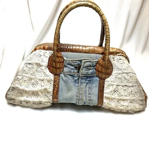 clevere Kutsche Firma Handtasche Denim, Leder und Spitze - Bild 1 von 11