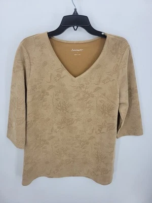 Serengeti Catalog Top Womens Large Brown Floral Faux Suede Boho Southwestern Art - Image 1 of 4