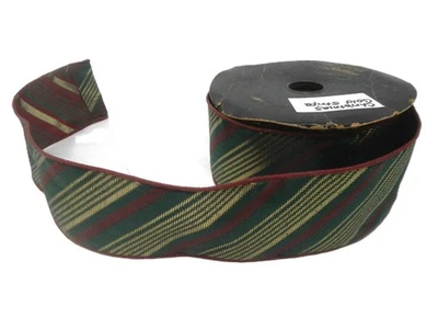 Princess Ribbon Elite Vintage Christmas Gold Striped Wired  2 3/4" x 10 Yards - Image 1 of 2