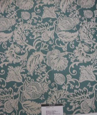 Remanente de tela de chenilla Kravet 24"x25" patrón "32528" color azul verdoso claro Foto 1 de 4