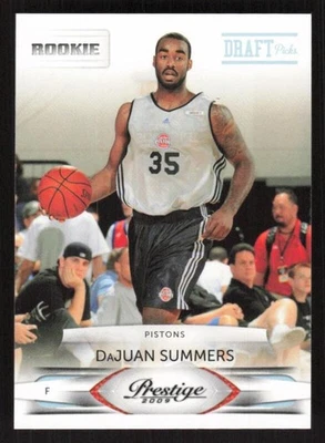 2009 PANINI PRESTIGE DAJUAN SUMMERS 234 DRAFT LIGHT BLUE RC 252/999 PISTONS - Image 1 of 2