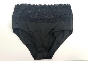 Floral Lace Sheer High Waisted Panties for Ladies Comfy Size Medium Black - Picture 1 of 4