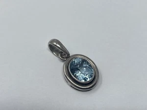 SILPADA 925 STERLING SILVER NATURAL OVAL BLUE TOPAZ PENDANT S1212 RETIRED - Picture 1 of 6