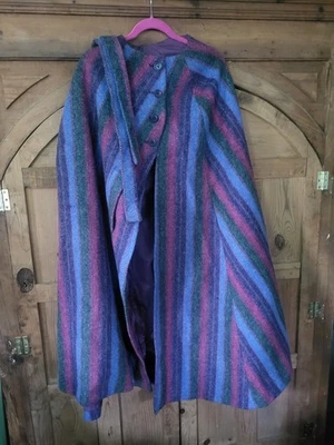 Винтажный Jimmy Hourihan Ирландии в полоску Artsy Lagenlook шерсти плащ + ремень - Изображение 1 из 4