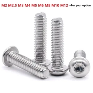 M5 Button Head Pan Head Screws Bolt, Socket Screw Allen Key A2 Stainless Steel - Picture 1 of 7