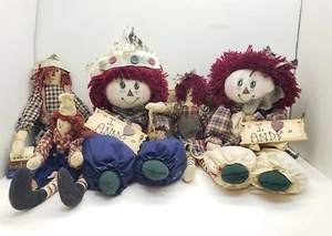 Lotto di 5 piccole e grandi bambole Raggedy Anne & Andy Country Rag Doll decorazione panno  - Foto 1 di 4