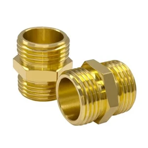 4 PCS Brass Garden Hose Adapter 3/4 Inch GHT Male to Male Water Hose Connector - Picture 1 of 5