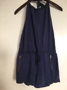 Crewcuts Halter Romper Midnight Blue w/Gold Specs, Gold Exposed Zip Pockets S12 - Picture 1 of 7