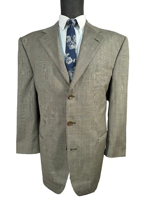 LUBIAM 1911 Hombres Marrón Caqui GLEN CUADROS ITALIANO Abrigo Deportivo Blazer Chaqueta 44R Foto 1 de 4
