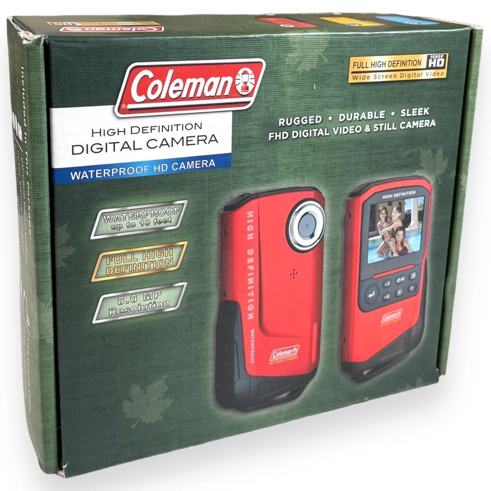 Cámara digital Coleman 1080P HD pantalla ancha impermeable resolución 8,0p MP azul Foto 1 de 4