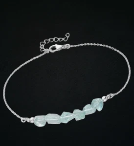 Pulsera de plata de ley 925, con cuentas de aguamarina. Hecho a mano. - Imagen 1 de 2