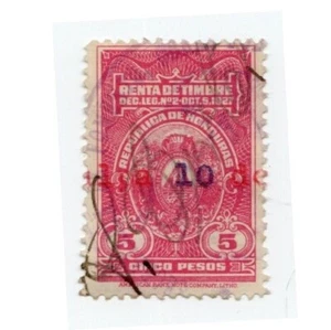HONDURAS RENT SURCHARGE REVENUE STAMP (1927) W/ "10" OVERPRINT - Picture 1 of 1