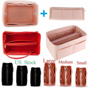 2-IN-1 Multi pocket Handbag Organizer Felt Purse Insert Storage Tote Liner Bag - Picture 1 of 20