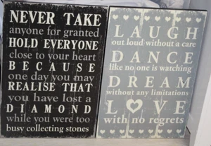 Wall Mount Wooden Signs Discover a wonderful way to brighten your home X2 - Picture 1 of 5