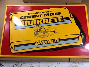 Vintage Quikrete Concrete Cement Mixes 27.5x 17.5" Embossed Metal Sign - NICE!!! - Picture 1 of 11
