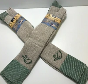 New, Ducks Unlimited Merino Wool Blend Wader Socks, Large, Tan/Green, 2 pr pack - Picture 1 of 2