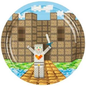 Medieval Knight Brick Toy World Game Birthday Party 7" Paper Dessert Plates - Picture 1 of 1